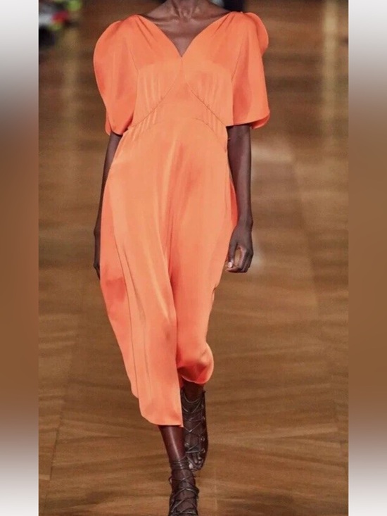 Stella McCartney Dresses & Skirts - Stella McCartney Runway Pauline Dress Orange Midi with Draped Sleeves Size 40